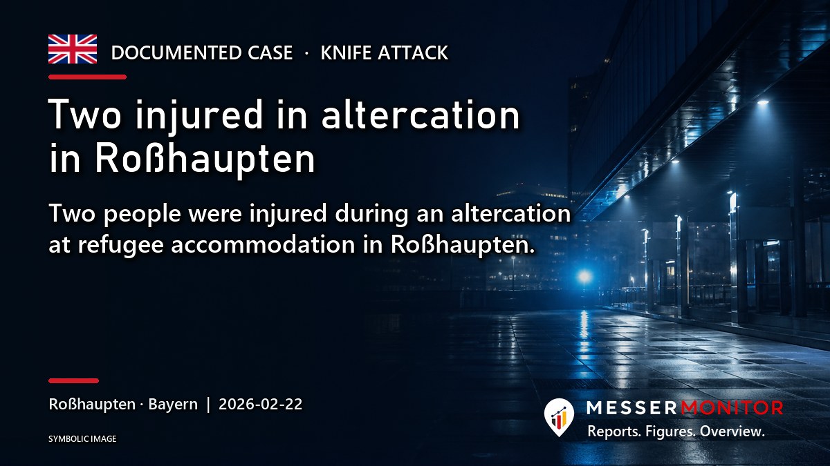 Title image: Two injured in altercation in Roßhaupten. Two people were injured during an altercation at refugee accommodation in Roßhaupten..