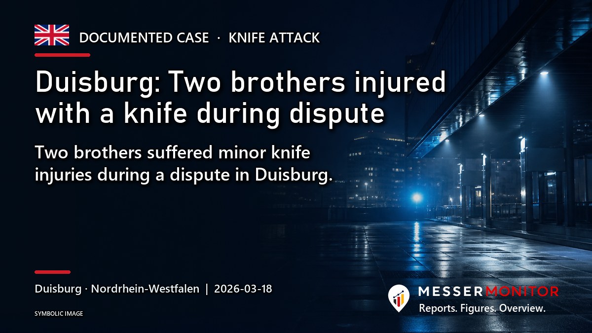 Title image: Duisburg: Two brothers injured with a knife during dispute. Two brothers suffered minor knife injuries during a dispute in Duisburg..