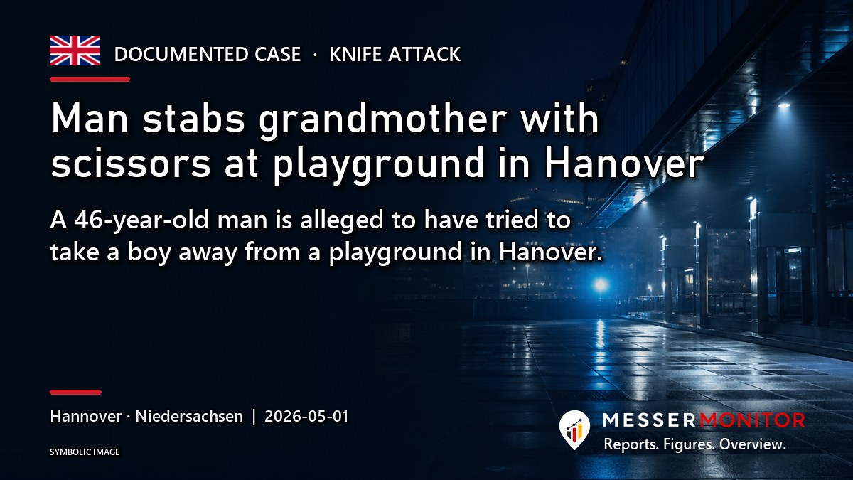 Title image: Man stabs grandmother with scissors at playground in Hanover. A 46-year-old man is alleged to have tried to take a boy away from a playground in Hanover..
