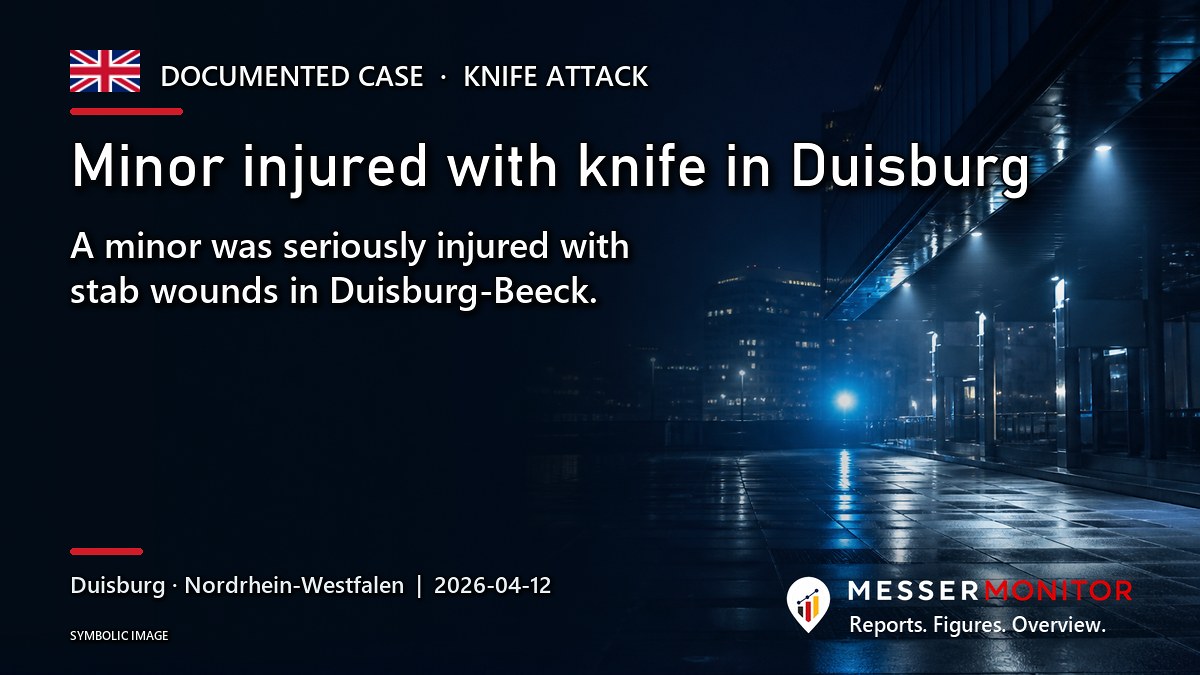 Title image: Minor injured with knife in Duisburg. A minor was seriously injured with stab wounds in Duisburg-Beeck..