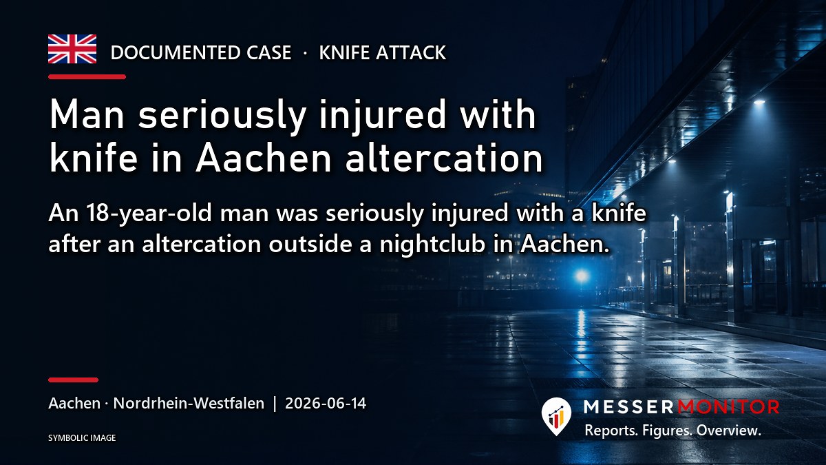 Title image: Man seriously injured with knife in Aachen altercation. An 18-year-old man was seriously injured with a knife after an altercation outside a nightclub in Aachen..