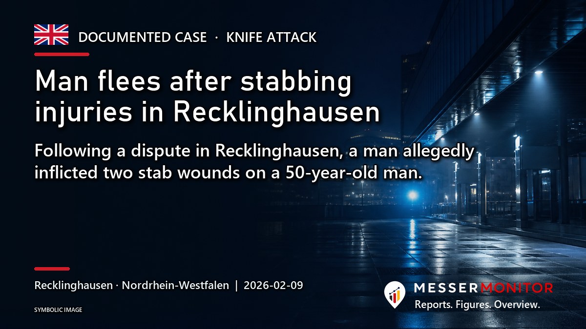 Title image: Man flees after stabbing injuries in Recklinghausen. Following a dispute in Recklinghausen, a man allegedly inflicted two stab wounds on a 50-year-old man..