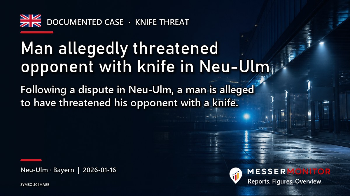 Title image: Man allegedly threatened opponent with knife in Neu-Ulm. Following a dispute in Neu-Ulm, a man is alleged to have threatened his opponent with a knife..