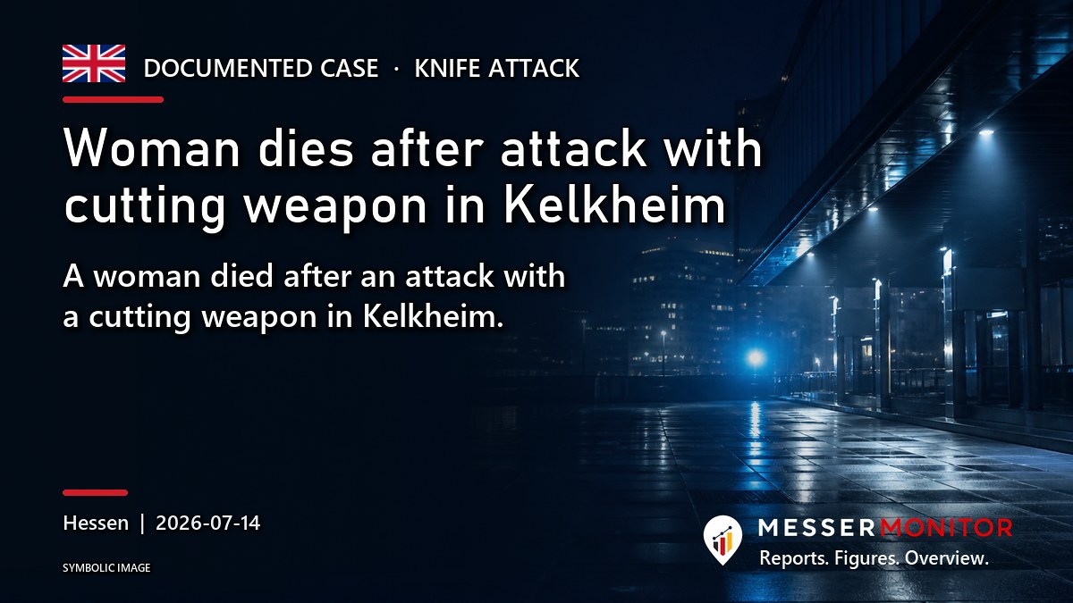 Title image: Woman dies after attack with cutting weapon in Kelkheim. A woman died after an attack with a cutting weapon in Kelkheim..