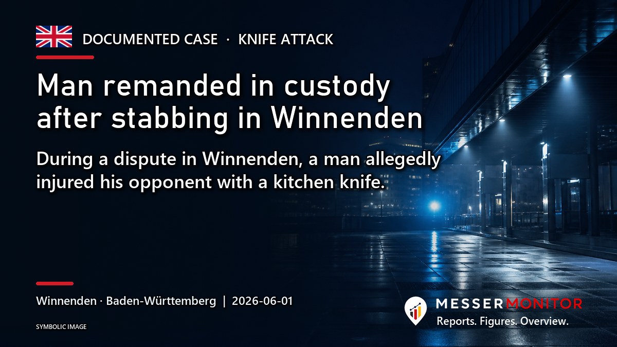 Title image: Man remanded in custody after stabbing in Winnenden. During a dispute in Winnenden, a man allegedly injured his opponent with a kitchen knife..
