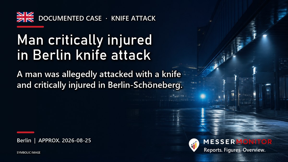Title image: Man critically injured in Berlin knife attack. A man was allegedly attacked with a knife and critically injured in Berlin-Schöneberg..