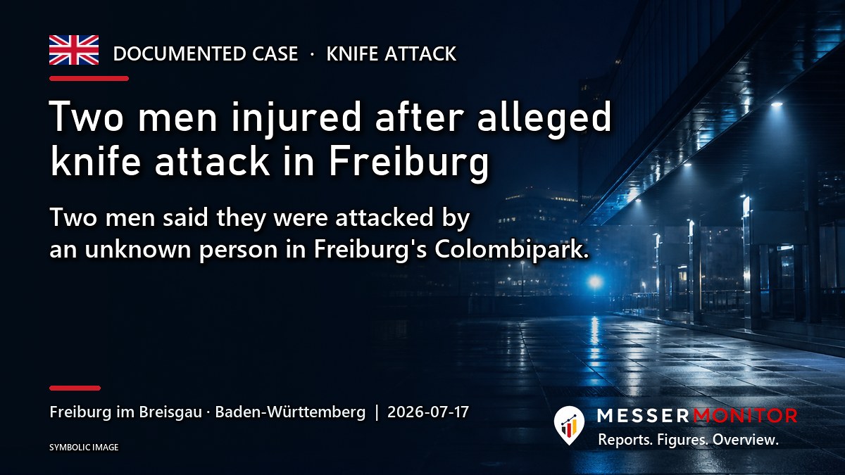 Title image: Two men injured after alleged knife attack in Freiburg. Two men said they were attacked by an unknown person in Freiburg's Colombipark..