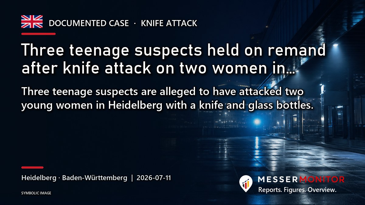 Title image: Three teenage suspects held on remand after knife attack on two women in…. Three teenage suspects are alleged to have attacked two young women in Heidelberg with a knife and glass bottles..