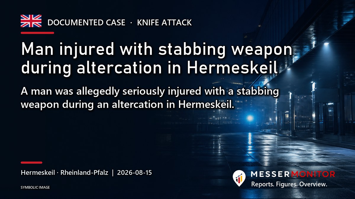 Title image: Man injured with stabbing weapon during altercation in Hermeskeil. A man was allegedly seriously injured with a stabbing weapon during an altercation in Hermeskeil..