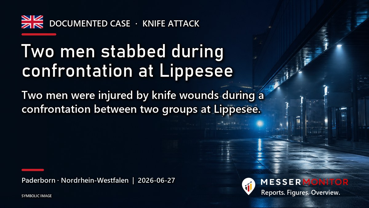 Title image: Two men stabbed during confrontation at Lippesee. Two men were injured by knife wounds during a confrontation between two groups at Lippesee..