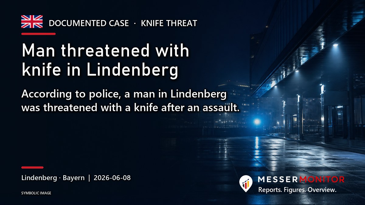 Title image: Man threatened with knife in Lindenberg. According to police, a man in Lindenberg was threatened with a knife after an assault..