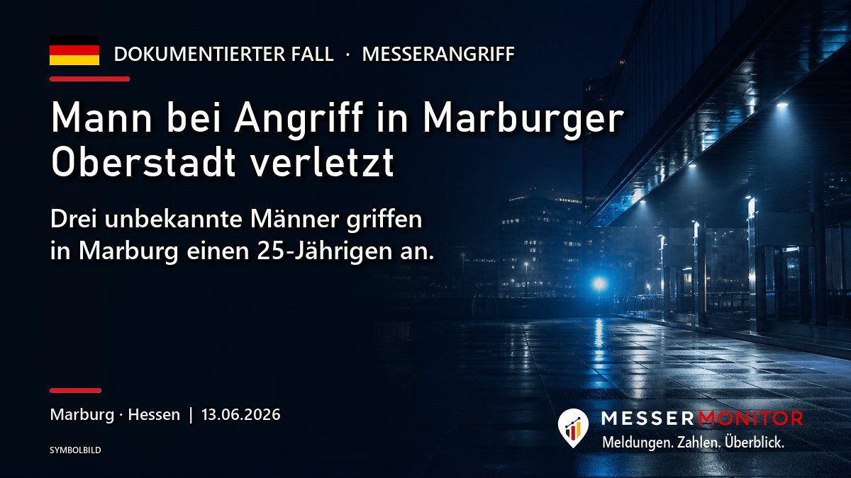 Titelgrafik: Mann bei Angriff in Marburger Oberstadt verletzt. Drei unbekannte Männer griffen in Marburg einen 25-Jährigen an..