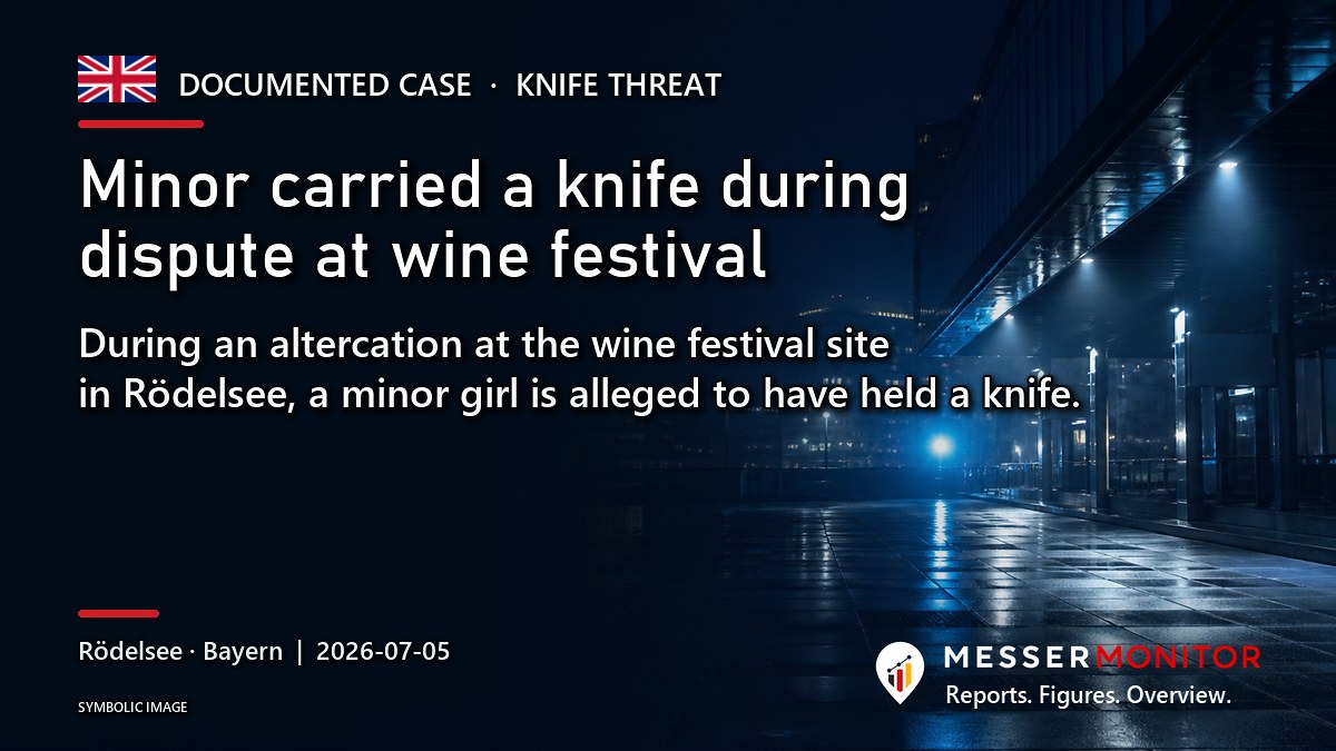 Title image: Minor carried a knife during dispute at wine festival. During an altercation at the wine festival site in Rödelsee, a minor girl is alleged to have held a knife..