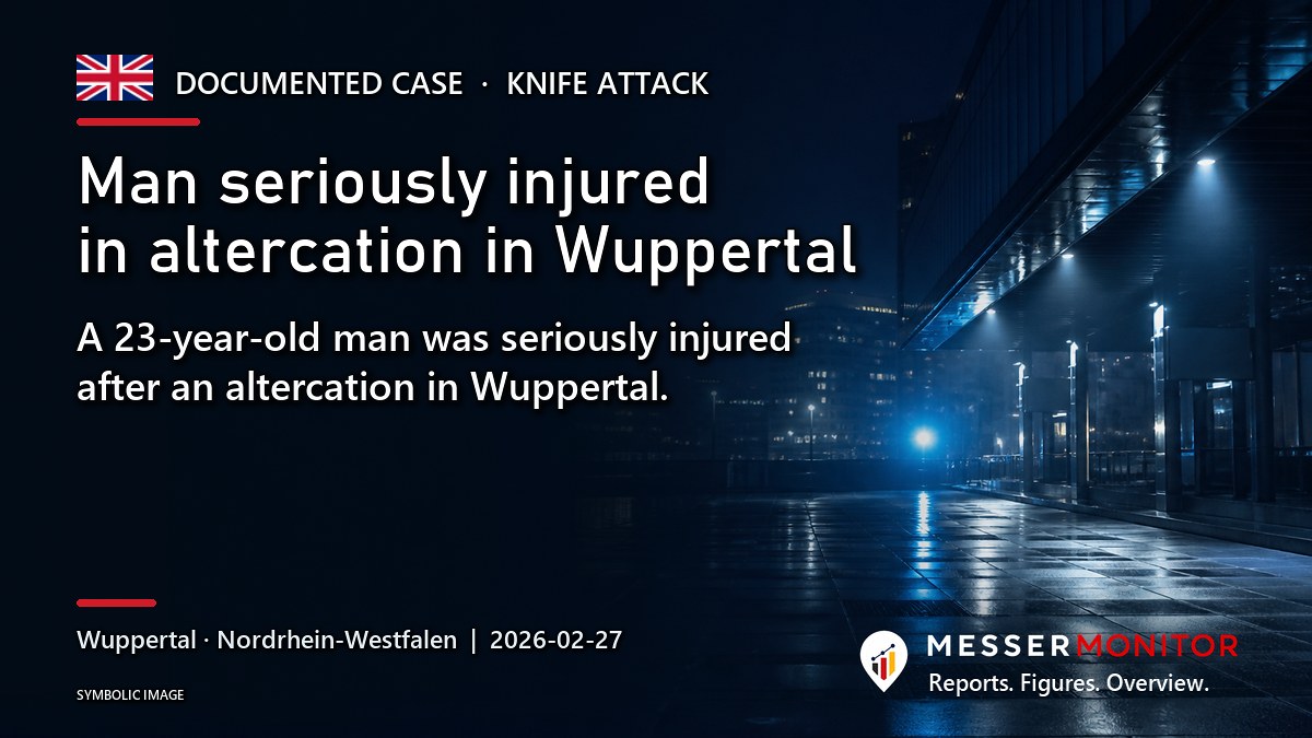 Title image: Man seriously injured in altercation in Wuppertal. A 23-year-old man was seriously injured after an altercation in Wuppertal..