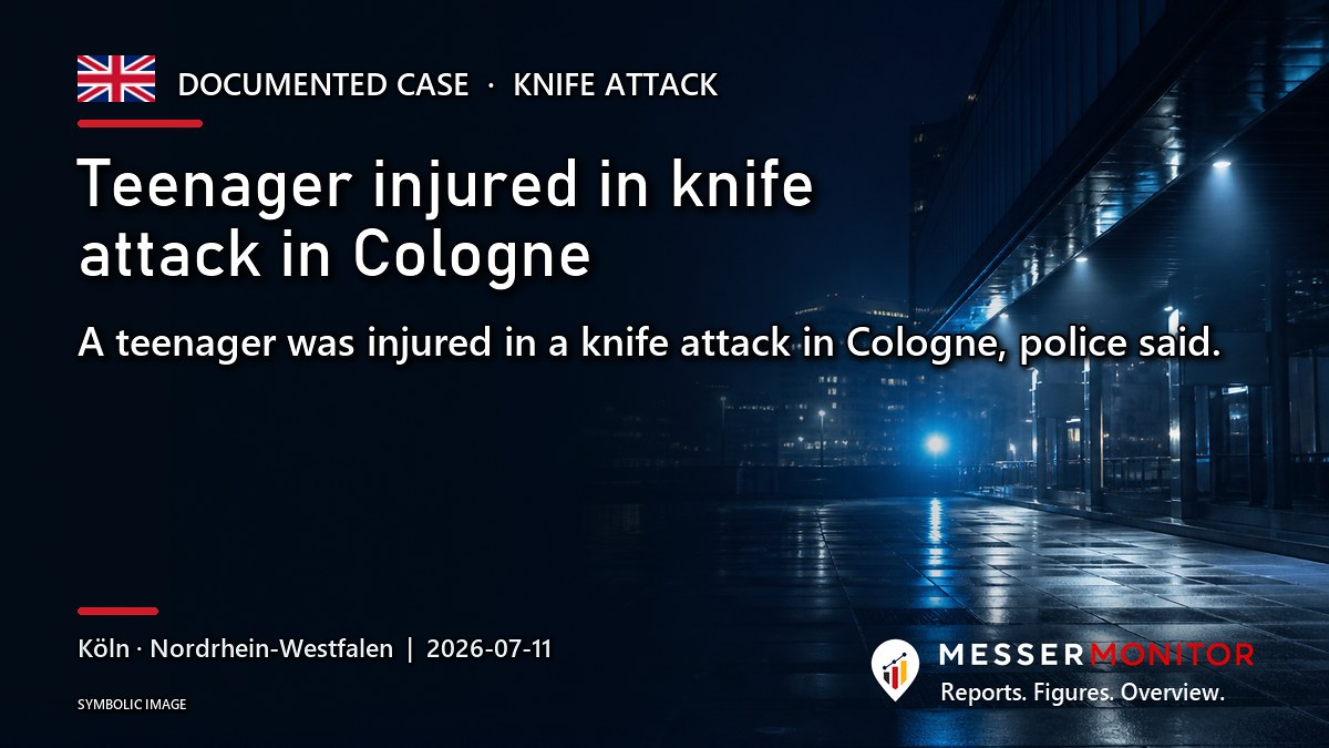 Title image: Teenager injured in knife attack in Cologne. A teenager was injured in a knife attack in Cologne, police said..