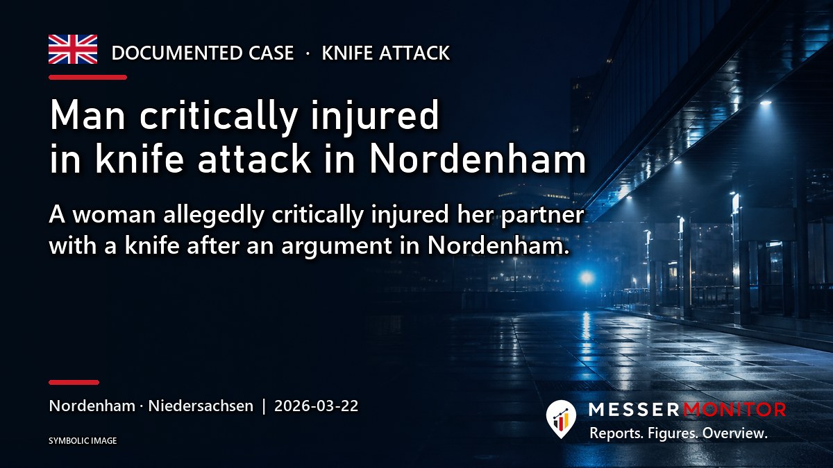Title image: Man critically injured in knife attack in Nordenham. A woman allegedly critically injured her partner with a knife after an argument in Nordenham..