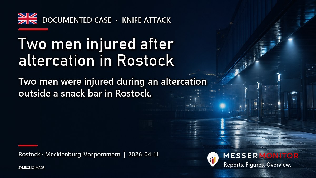 Title image: Two men injured after altercation in Rostock. Two men were injured during an altercation outside a snack bar in Rostock..