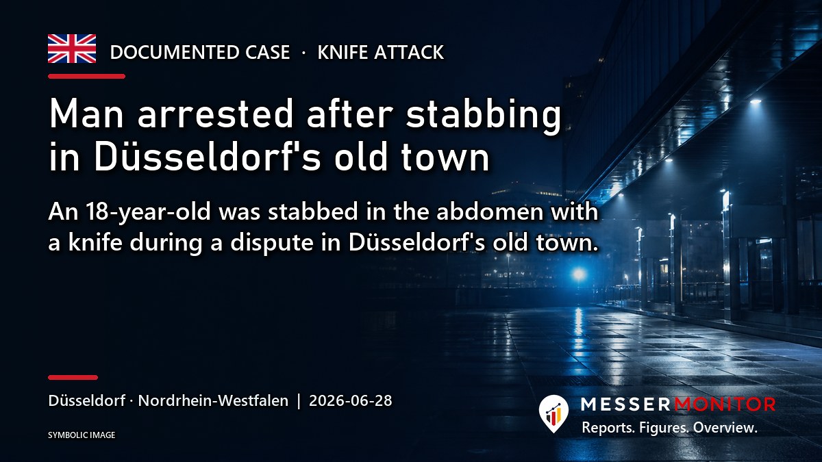 Title image: Man arrested after stabbing in Düsseldorf's old town. An 18-year-old was stabbed in the abdomen with a knife during a dispute in Düsseldorf's old town..
