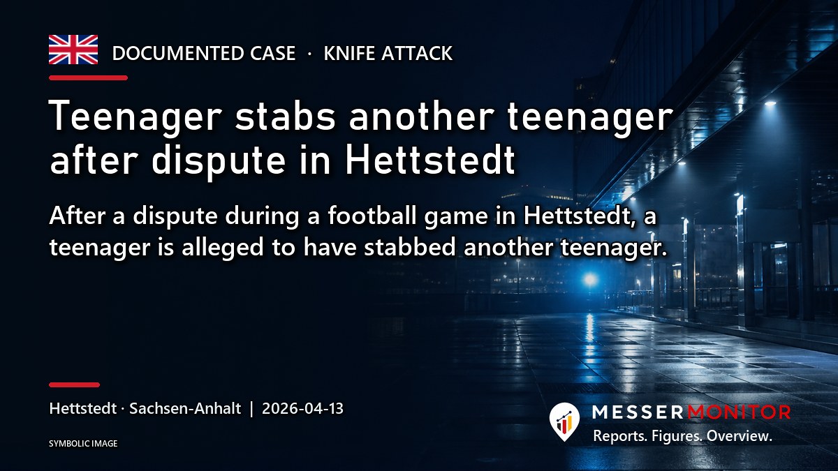 Title image: Teenager stabs another teenager after dispute in Hettstedt. After a dispute during a football game in Hettstedt, a teenager is alleged to have stabbed another teenager..