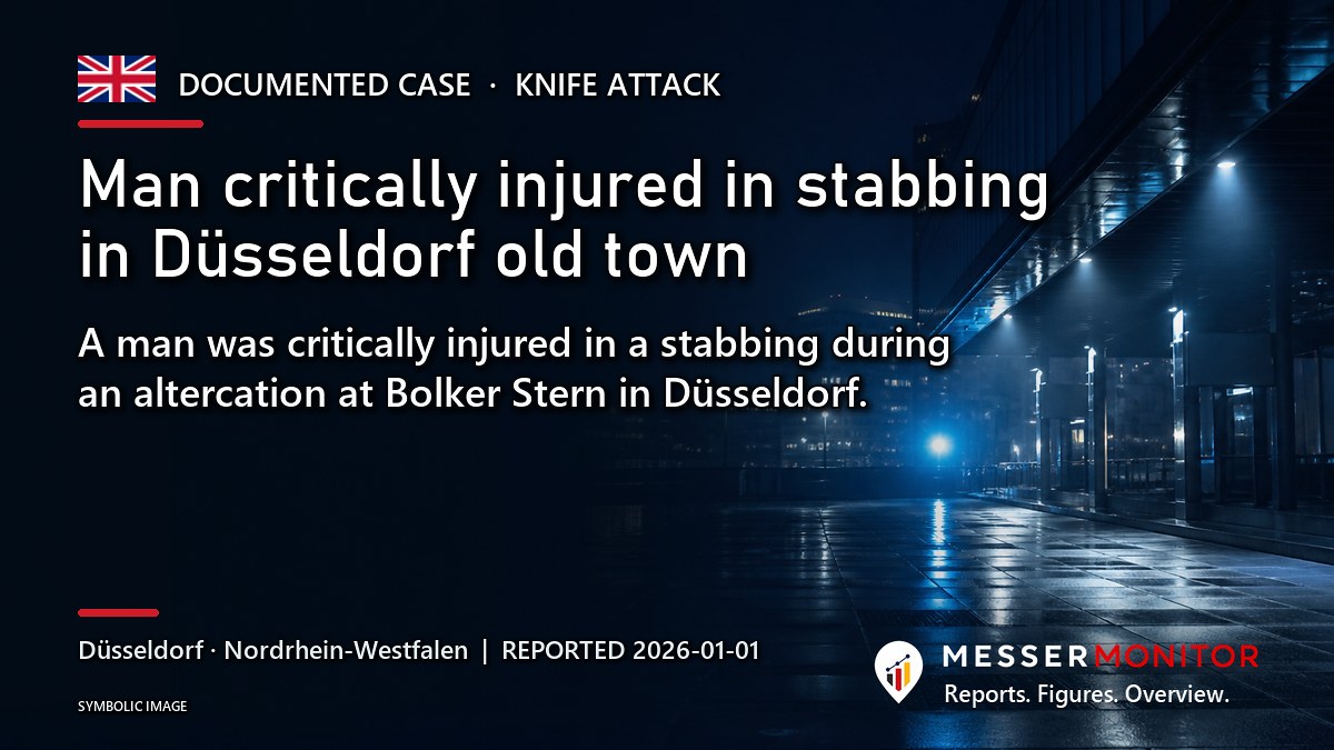 Title image: Man critically injured in stabbing in Düsseldorf old town. A man was critically injured in a stabbing during an altercation at Bolker Stern in Düsseldorf..