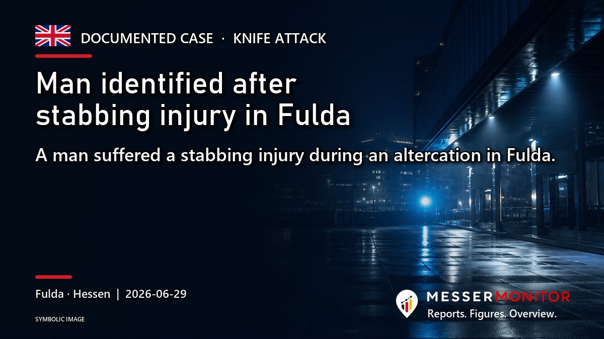 Title image: Man identified after stabbing injury in Fulda. A man suffered a stabbing injury during an altercation in Fulda..