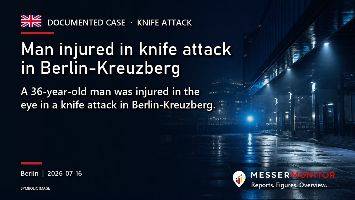 Title image: Man injured in knife attack in Berlin-Kreuzberg. A 36-year-old man was injured in the eye in a knife attack in Berlin-Kreuzberg..