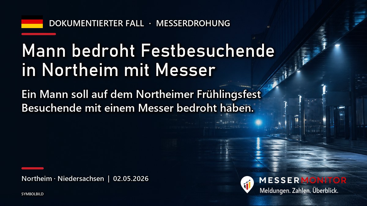 Titelgrafik: Mann bedroht Festbesuchende in Northeim mit Messer. Ein Mann soll auf dem Northeimer Frühlingsfest Besuchende mit einem Messer bedroht haben..