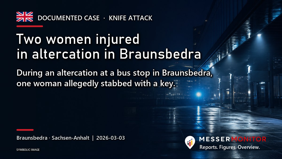 Title image: Two women injured in altercation in Braunsbedra. During an altercation at a bus stop in Braunsbedra, one woman allegedly stabbed with a key..
