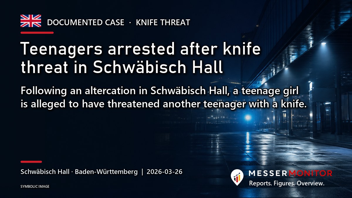 Title image: Teenagers arrested after knife threat in Schwäbisch Hall. Following an altercation in Schwäbisch Hall, a teenage girl is alleged to have threatened another teenager with a knife..