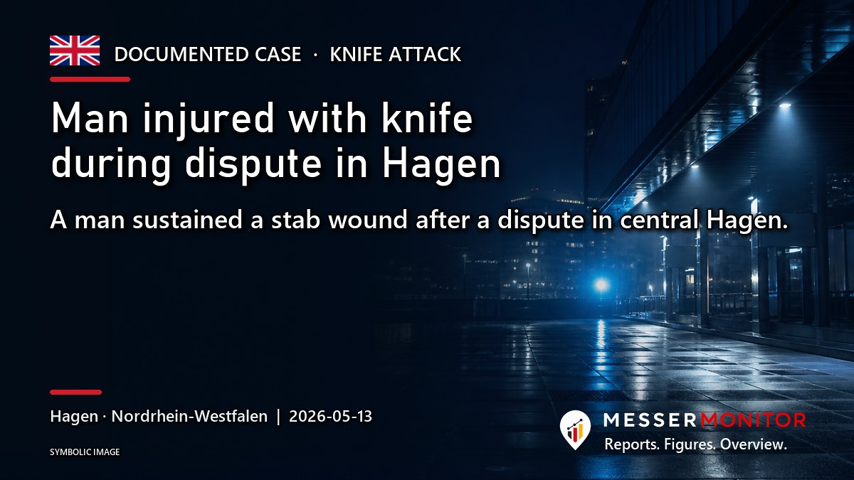 Title image: Man injured with knife during dispute in Hagen. A man sustained a stab wound after a dispute in central Hagen..