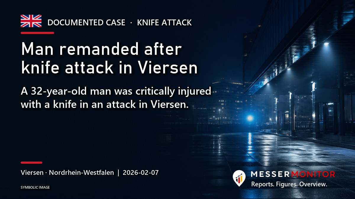 Title image: Man remanded after knife attack in Viersen. A 32-year-old man was critically injured with a knife in an attack in Viersen..