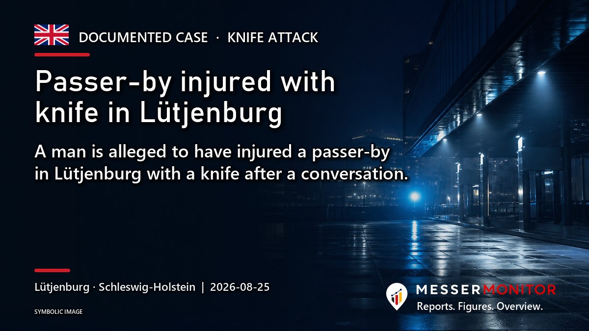 Title image: Passer-by injured with knife in Lütjenburg. A man is alleged to have injured a passer-by in Lütjenburg with a knife after a conversation..