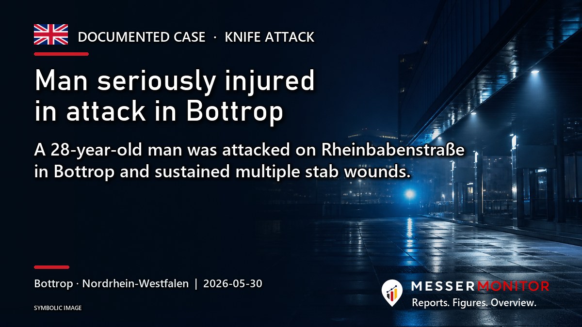 Title image: Man seriously injured in attack in Bottrop. A 28-year-old man was attacked on Rheinbabenstraße in Bottrop and sustained multiple stab wounds..