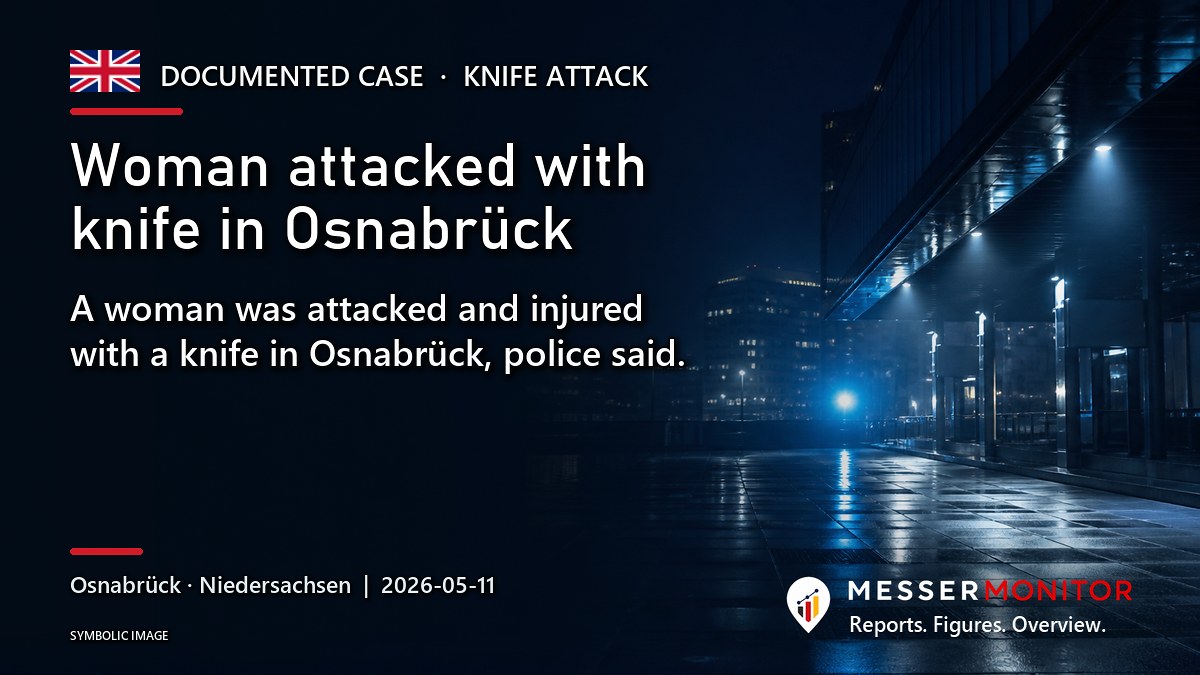 Title image: Woman attacked with knife in Osnabrück. A woman was attacked and injured with a knife in Osnabrück, police said..