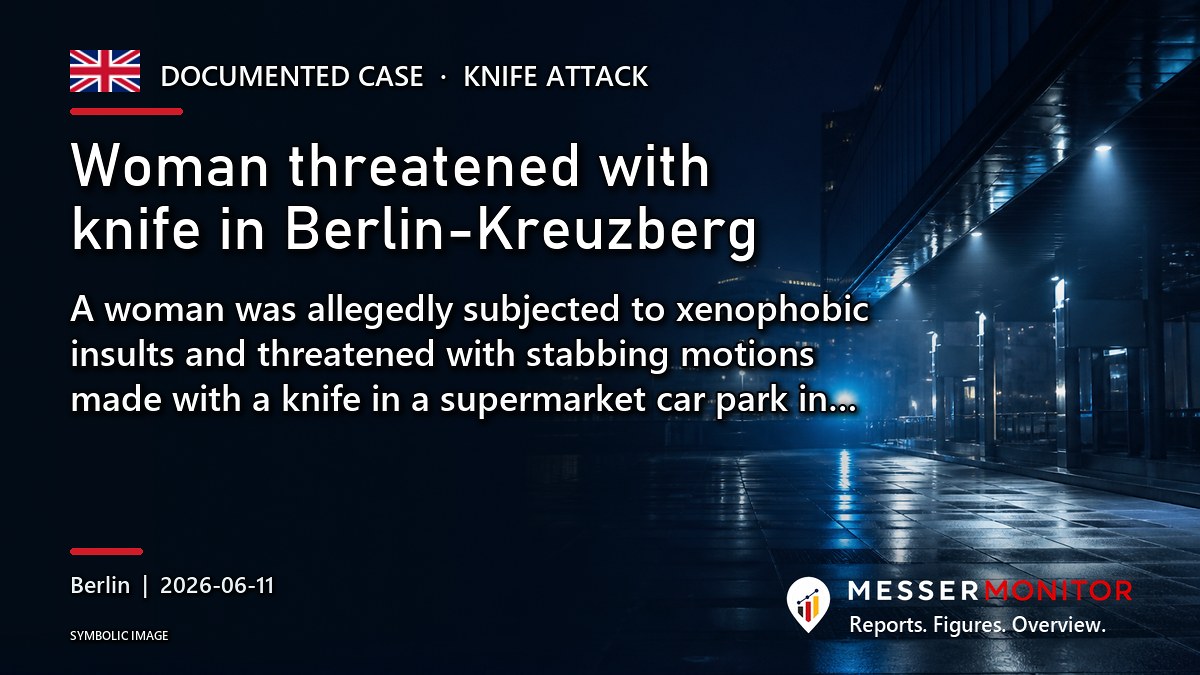 Title image: Woman threatened with knife in Berlin-Kreuzberg. A woman was allegedly subjected to xenophobic insults and threatened with stabbing motions made with a knife in a supermarket car park in….