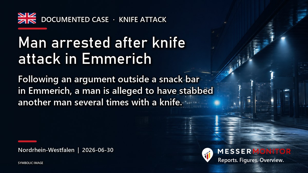 Title image: Man arrested after knife attack in Emmerich. Following an argument outside a snack bar in Emmerich, a man is alleged to have stabbed another man several times with a knife..